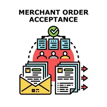 Merchant order acceptance process for business application approval Stock Illustration