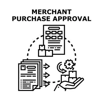 Merchant purchase approval process for online shopping Stock Illustration