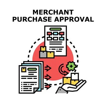 Merchant purchase approval process for online shopping Stock Illustration