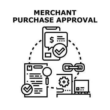 Merchant purchase approval process vector illustration Stock Illustration