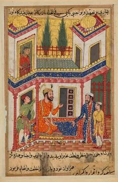 The merchant returns bringing with him a young slave who is in fact the son of Stock Illustration