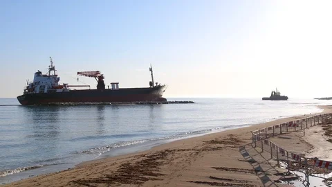 Merchant ship stranded Stock-Footage 106696602