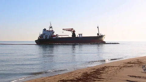 Merchant ship stranded Stock Footage 106699019