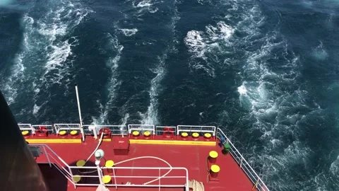 A merchant ship underway, deck view Stock Footage 160618900