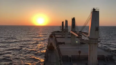 A merchant ship underway, deck view Stock Footage 242011628