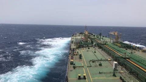 A merchant ship underway, deck view Stock Footage 258673171