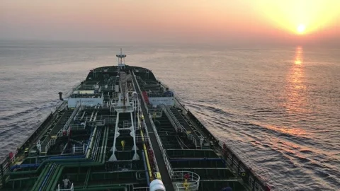 A merchant ship underway, deck view Stock Footage 296811580