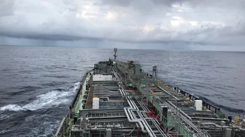 A merchant ship underway, deck view Stock Footage 296811607