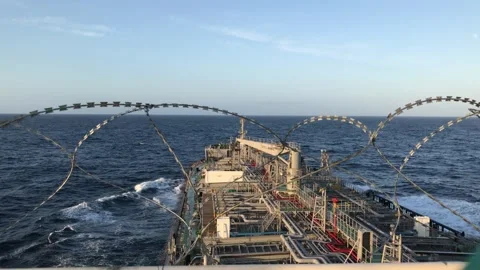 A merchant ship underway, deck view Stock Footage 296811684