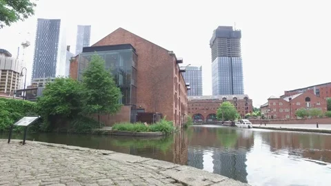 Merchant's Bridge in Manchester's Deansgate Stock Footage 154658753