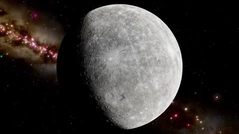 Mercury: Cinematic Slow Orbit of the Cratered Planet Stock Footage 331655751