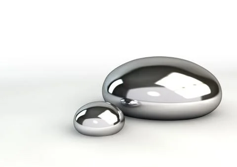 Mercury droplets on white Stock Illustration