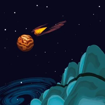 Mercury planet scene space Stock Illustration
