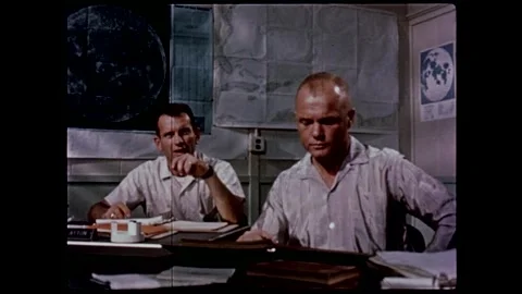 Mercury Program original astronauts in classroom training Stock Footage 263292318