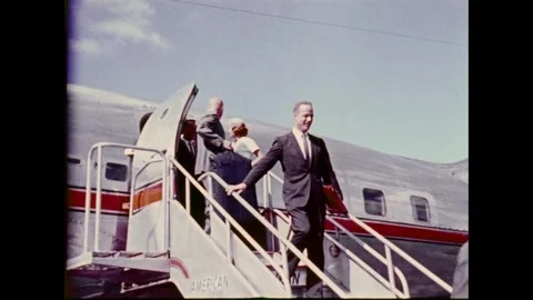 Mercury Program original seven astronauts getting off airplane Stock Footage 263292164