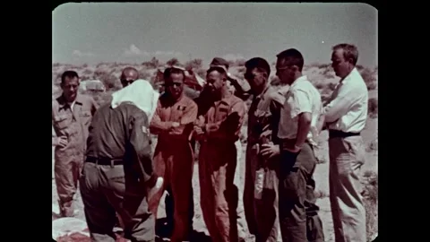 Mercury Program original seven astronauts desert survival training Stock Footage 263292290