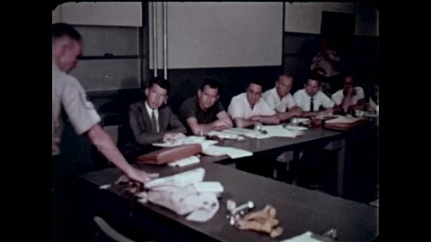 Mercury Program original seven astronauts in classroom training Stock Footage 263292291
