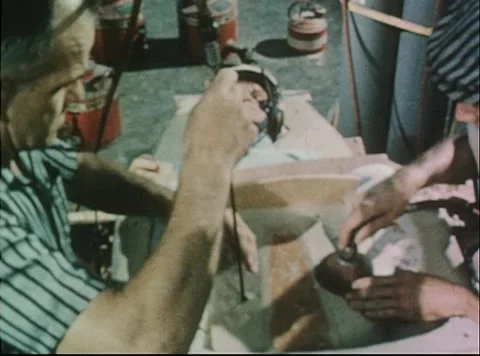 Mercury Project astronaut being fitted for a custom-made couch Stock Footage 297465230