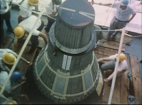 Mercury Project Big Joe capsule mated to Atlas booster for testing Stock Footage 297465312