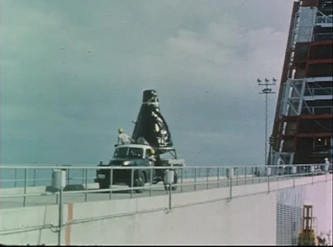 Mercury Project delivery of Big Joe capsule to Cape Canaveral for testing Stock Footage 297465331