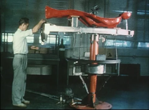 Mercury Project engineer working on astronaut dynamics simulator Video stock 297465154