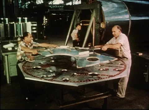 Mercury Project engineers manufacturing Little Joe booster vehicle Stock Footage 297464768