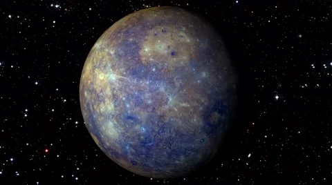 Mercury Rotating on Moving Star Background. Loopable Vidéo 67561175