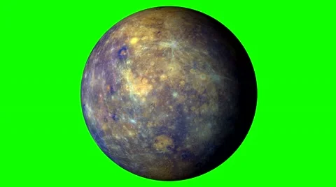 Mercury Rotating on Solid Green Background. Loopable Vidéo 67561220
