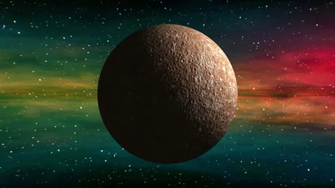 Mercury on space nebula background Stock Footage 90525899
