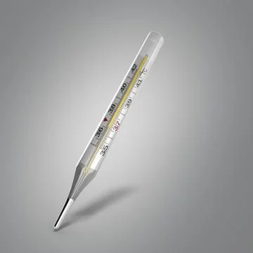 Mercury thermometer 3d render on grey background Stock Illustration