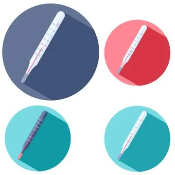 Mercury thermometer logo set on white isolated backdrop for social banner. Stock Illustration