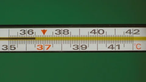 Mercury thermometer on RGB background. Temperature rises to 40 degrees Celsius Stock Footage 129478214
