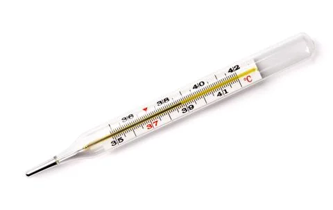 Mercury thermometer on white Stock Photos