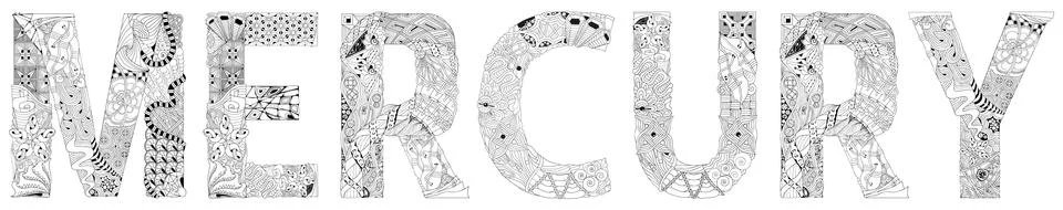 Mercury. Vector zentangle object for coloring 스톡 일러스트