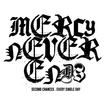 Mercy Never Ends Gothic Christian Typography Faith Quote Design Stock Illustration