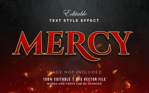 Mercy Red Horror Text Effect Illustrazione stock