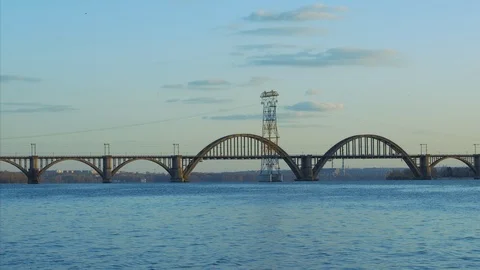 Merefo-Kherson Bridge Stock Footage 120022646