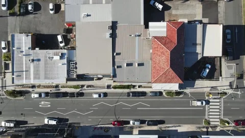 Merewether Shopping centre Top down Aerial Stock Footage 250078696