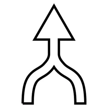 Merge Arrow Up Contour Vector Icon Stock Illustration