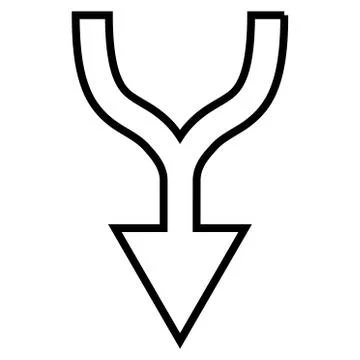 Merge Arrow Down Outline Vector Icon Stock Illustration