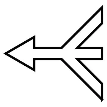 Merge Arrow Left Contour Vector Icon Stock Illustration