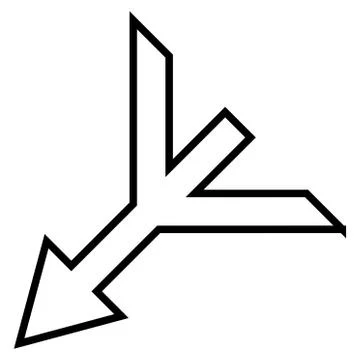 Merge Arrow Left Down Contour Vector Icon Stock Illustration