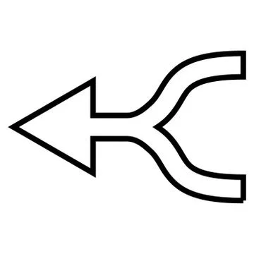 Merge Arrow Left Thin Line Vector Icon Ilustración de archivo