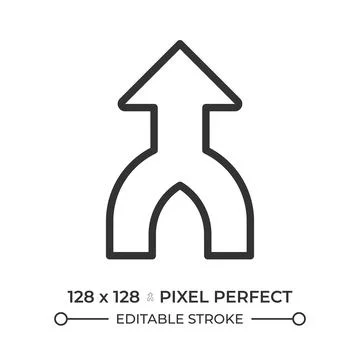 Merge arrow linear icon Stock Illustration