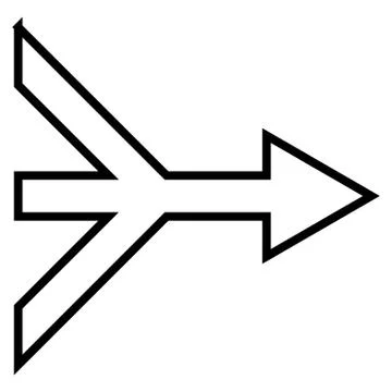 Merge Arrow Right Stroke Vector Icon Stock Illustration