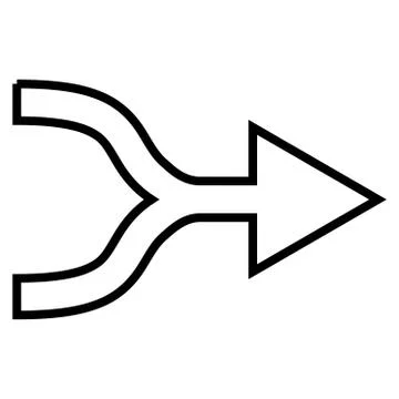 Merge Arrow Right Thin Line Vector Icon Stock Illustration