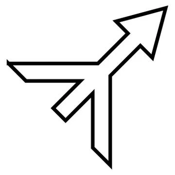 Merge Arrow Right Up Thin Line Vector Icon Stock Illustration