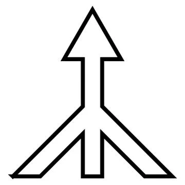 Merge Arrow Up Stroke Vector Icon Stock Illustration