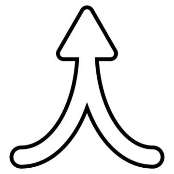 Merge Arrow Up Thin Line Vector Icon Stock Illustration