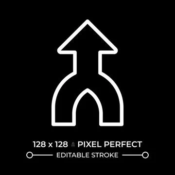 Merge arrow white linear icon for dark theme Stock Illustration